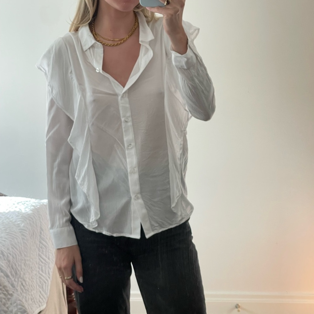 White Ruffle Blouse - Picture 3 of 3